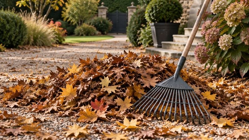 Ramassage des feuilles mortes au râteau